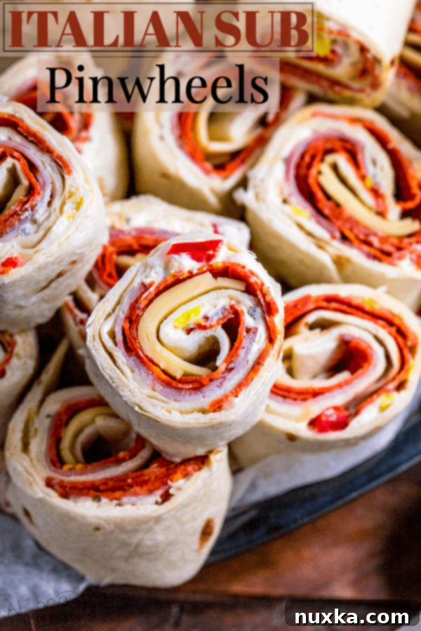 Stacked Italian Pinwheels on a wooden board