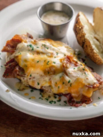 Outback Copycat Alice Springs Chicken recipe with mushrooms, bacon, and cheese