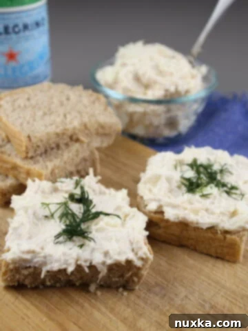 Homemade Chicken Salad Spread with cream cheese on fresh bread