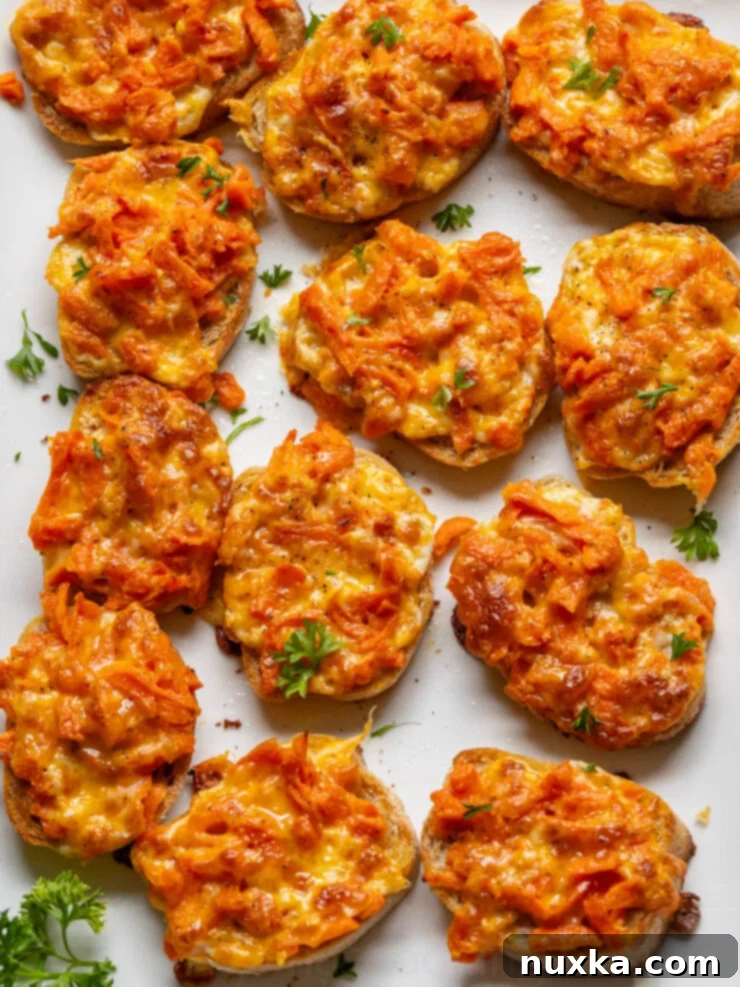 image of carrot canapés on a white platter