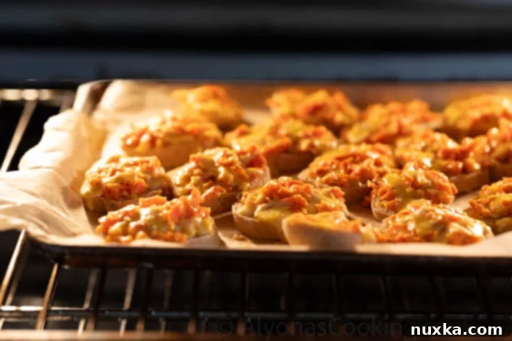 image of carrot canapés baking in the oven