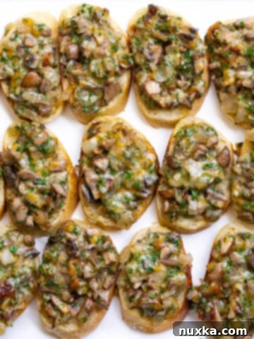hot mushroom canapé recipe over a white platter