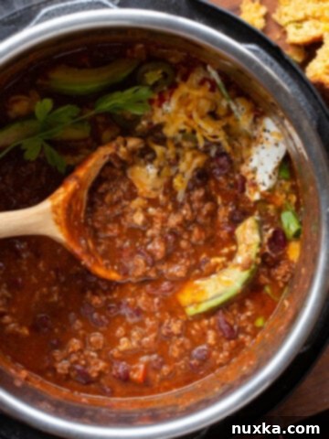 A bowl of 4-ingredient Instant Pot chili, perfect for a quick meal.