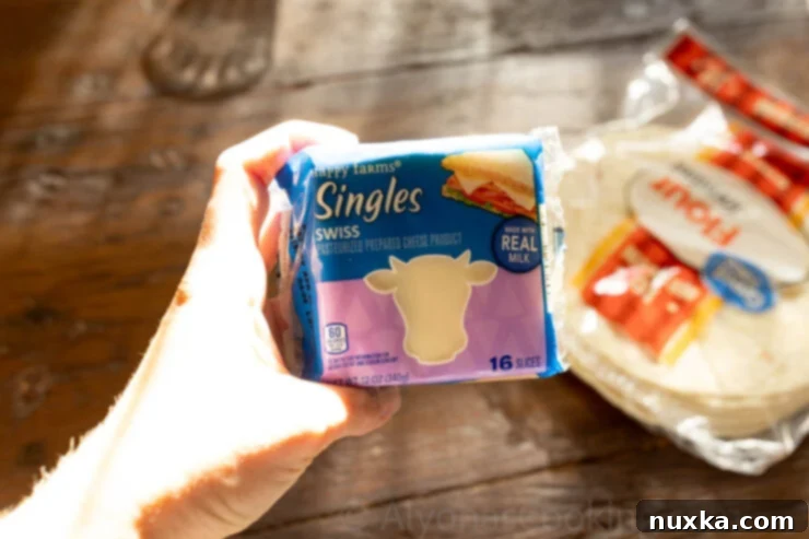 image of American Swiss singles for homemade Queso sauce like the Mexican Restaurants